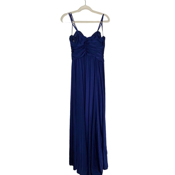 La Femme Navy Blue Ruched Bodice Surplice Formal Gown Bridesmaid Dress Size 10 - Picture 4 of 9